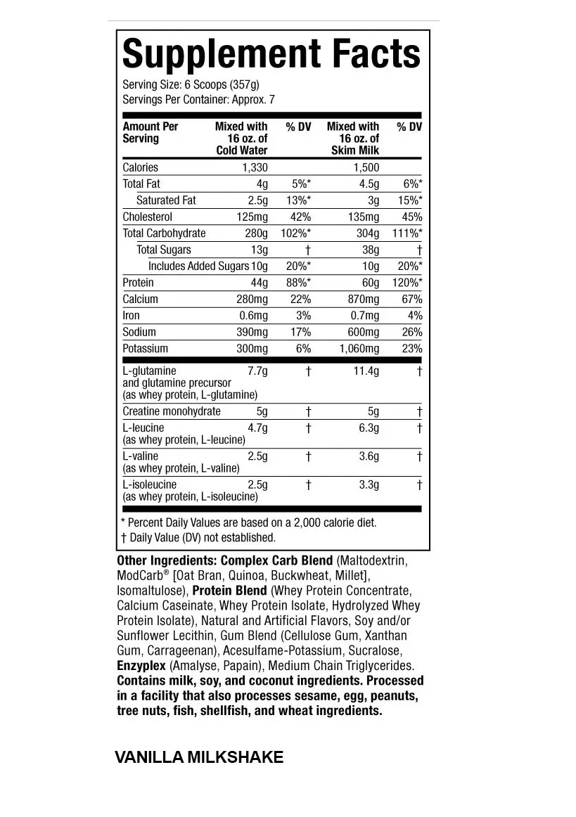 MUSCLETECH 100% MASS GAINER VAINILLA 5.15 LBS