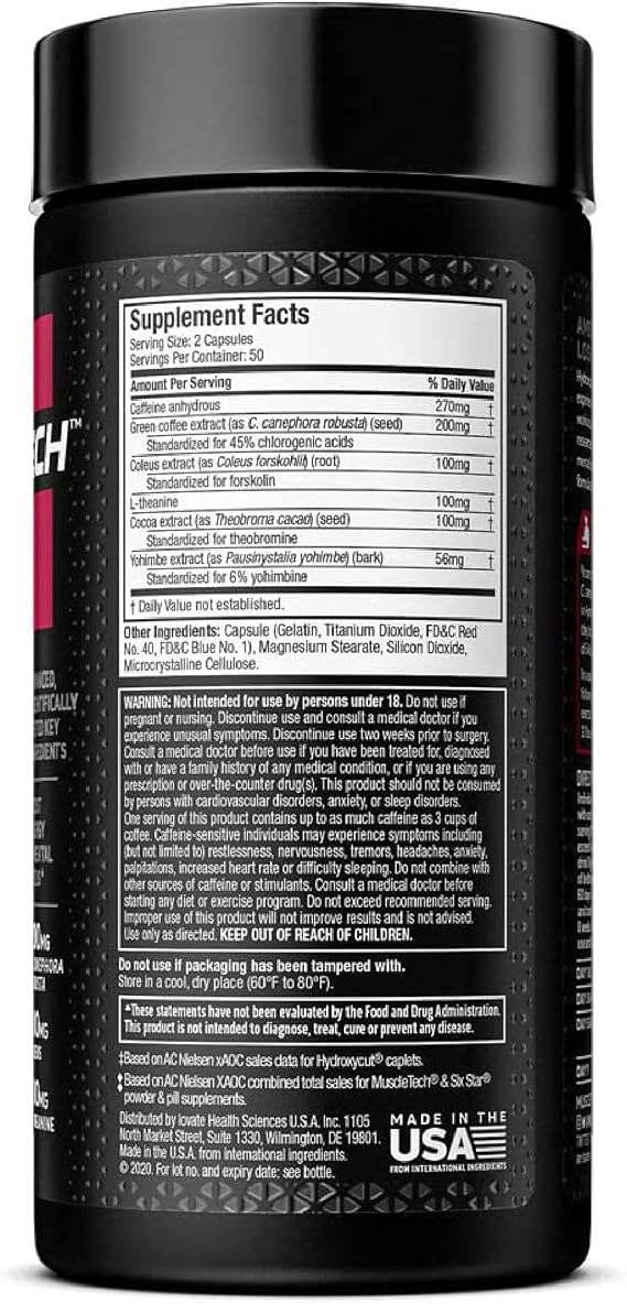 MUSCLETECH HIDROXYCUT HARDCORE ELITE 50 CAPSULAS