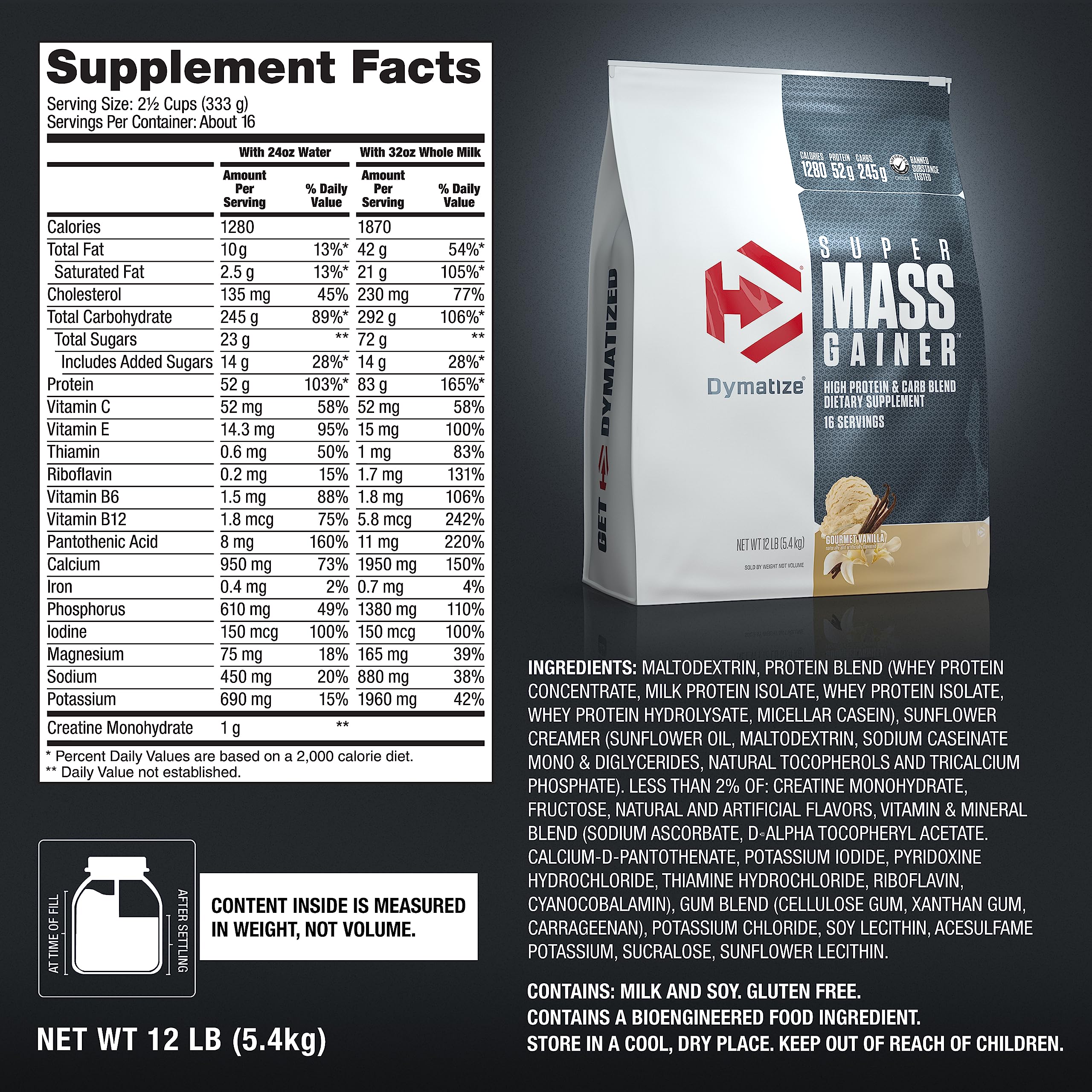 DYMATIZE SUPER MASS VAINILLA 12LB
