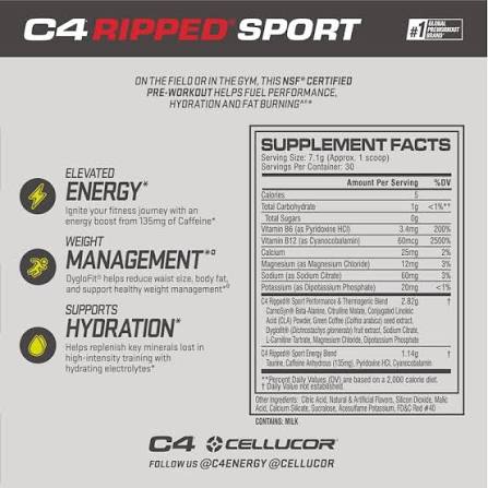 CELLUCOR C4 SPORT RIPPED FRUIT PUNCH 30 SERVICIOS