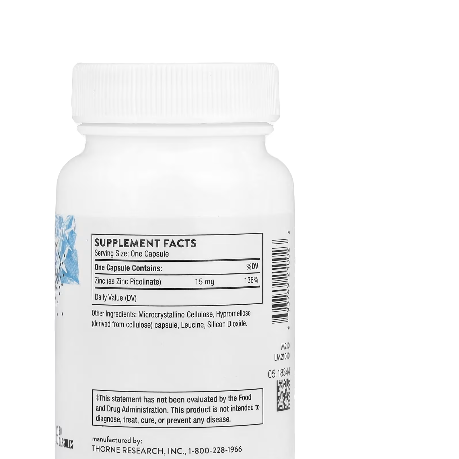 THORNE ZINC PICOLINATE 15MG 60 CAPSULAS