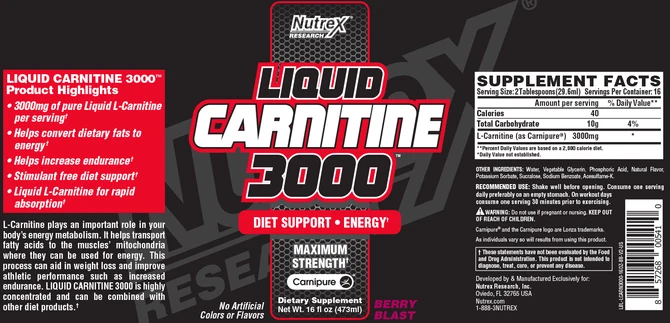 NUTREX L-CARNITINE 3000 PASSIONFRUIT 31 SERVICIOS